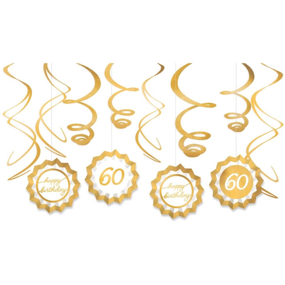 Gold 60th Birthday Hanging Decorations